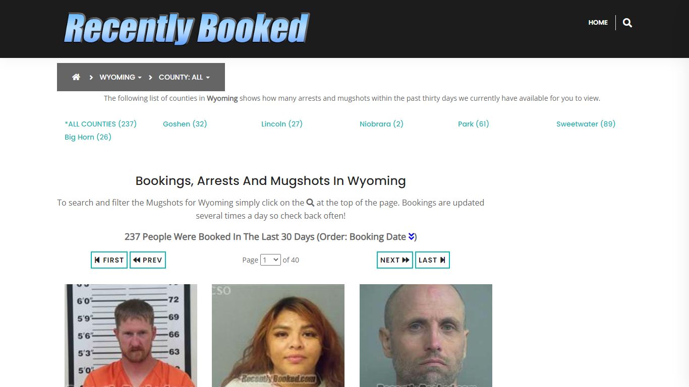 Recent bookings, Arrests, Mugshots in Wyoming - Recently Booked