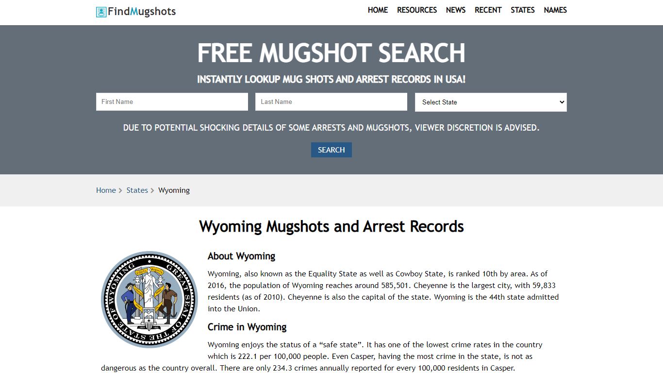 Find Wyoming Mugshots - Find Mugshots